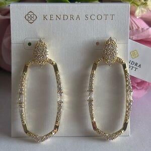 NWT Kendra Scott Essie Pave Open Frame Earrings in gold White CZ